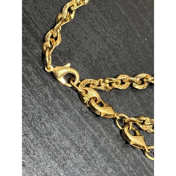 Camrose & Kross JBK Gold Tone Rhinestone Paper Clip Necklace Double Chain 26-33” - Picture 7 of 8